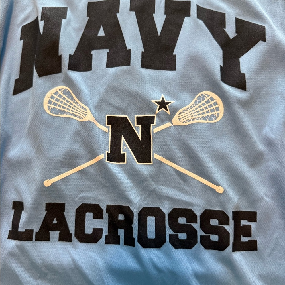 Navy Lacrosse Kids Long Sleeve Tee - Blue